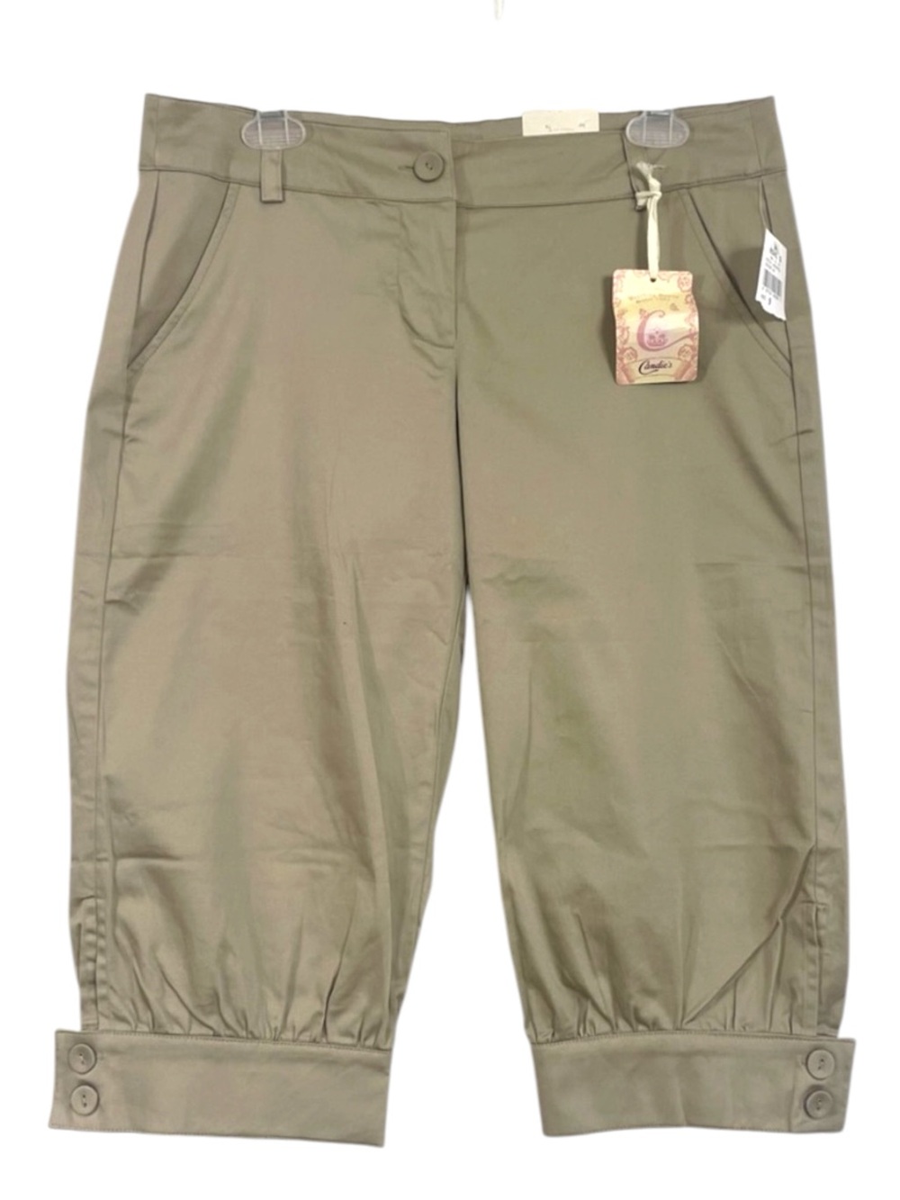 Candies Poplin Capri Pants 9 Khaki Y2K 90s Shorts Bermuda Harem Victorian